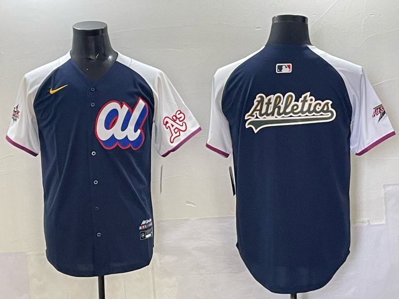 Men 2025 Oakland Athletics blank Blue All star Nike MLB Jersey 002